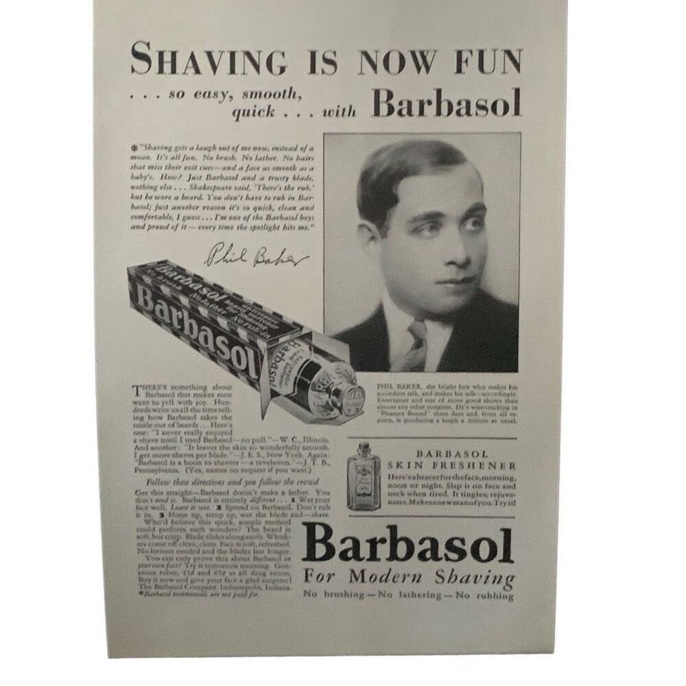Vintage 1930 Barbasol Shaving is Now Fun Ad Advertisment